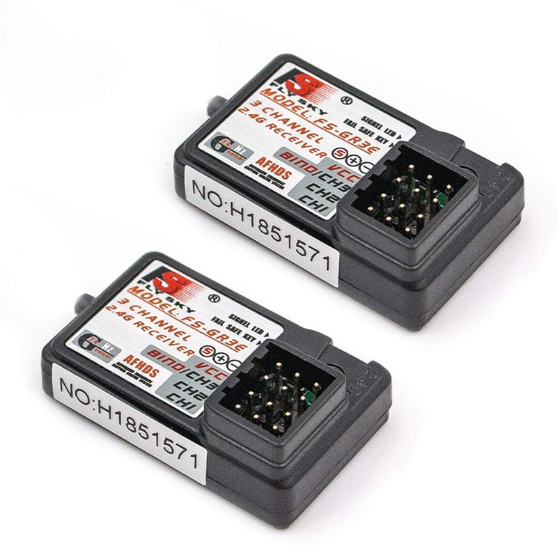 GoolRC 2PCS Flysky FS-GR3E Receiver, AFHDS 2.4GHz 3 Channel Receiver Compatible with Flysky FS-GT2 FS-GT2B FS-GT3B FS-GT3C FZ-IT4S RC Transmitter for RC Car Boat - Image 1